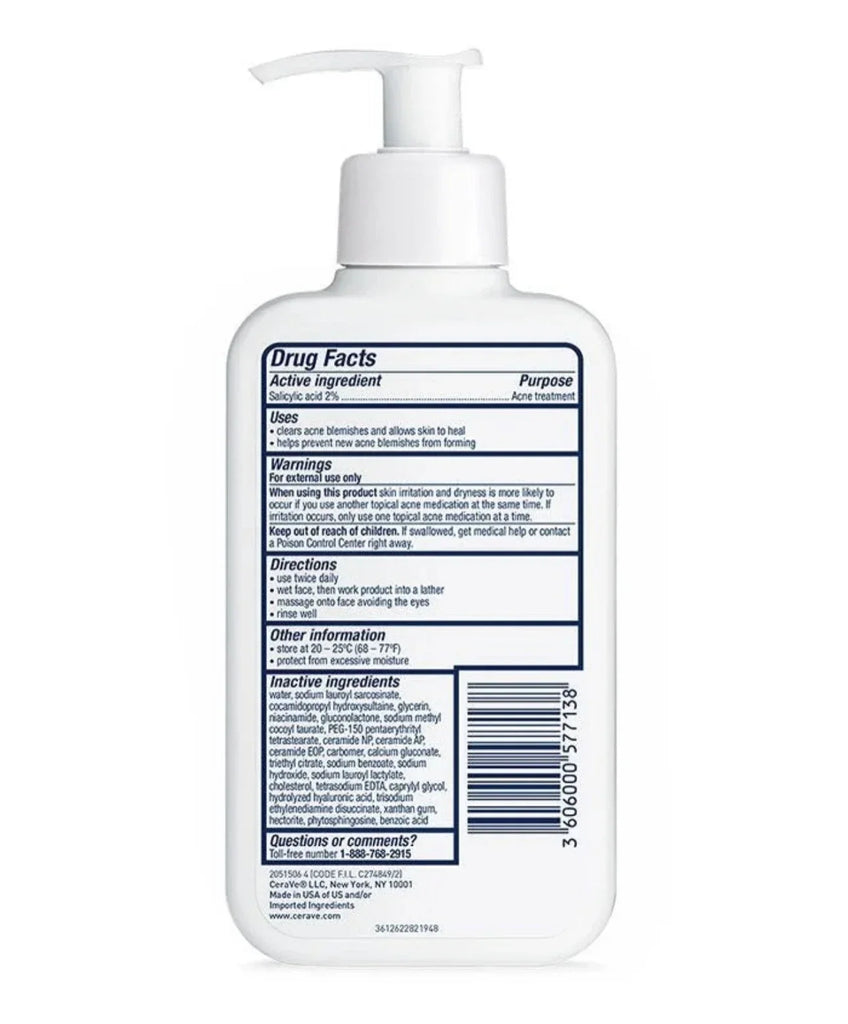CERAVE ACNE CONTROL CLEANSER 2% SALICYLIC ACID ACNE TREATMENT 237ML