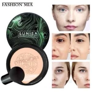 SUNISA Foundation Base Water proof Mushroom Head Air Cushion, BB CC Cream Moisturizing, Liquid Foundation with Sponge, 1 PC - CA