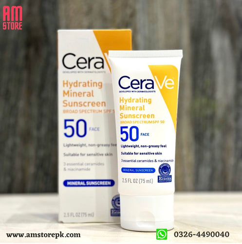 Cerave Hydrating Mineral Sunscreen SPF50 75 ml ( Original Factory Leftover )