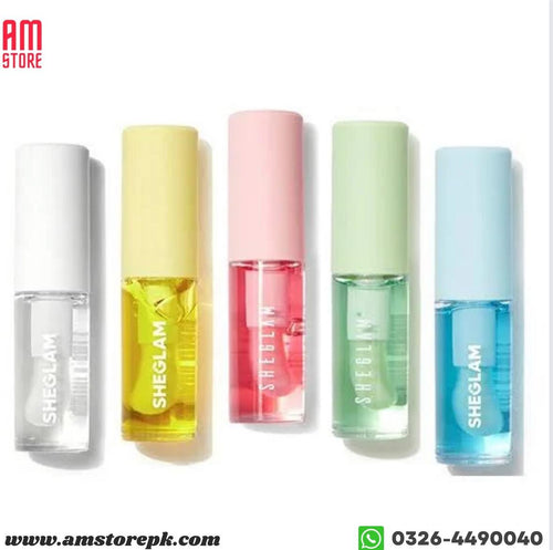 SHEGLAM Jelly Wow Hydrating Non-Sticky Lip Oil Moisturizing Plumping Lip Gloss (Pack of 5 )