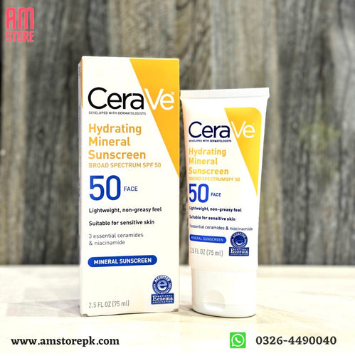 Cerave Hydrating Mineral Sunscreen SPF50 75 ml ( Original Factory Leftover )