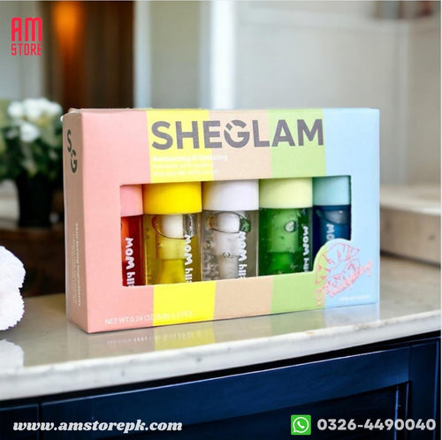 SHEGLAM Jelly Wow Hydrating Non-Sticky Lip Oil Moisturizing Plumping Lip Gloss (Pack of 5 )