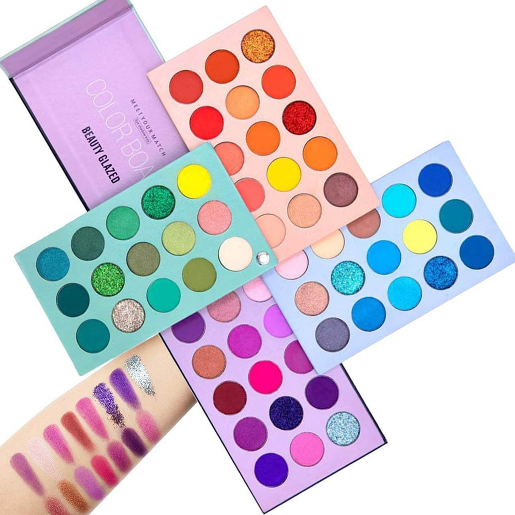 60 Colors Eyeshadow Palette, 4 in1 Color Board Makeup Palette Set Highly Pigmented Glitter Metallic Matte Shimmer Natural Ultra Eye Shadow Powder Easy to Blend