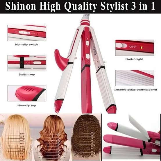 Hair Straightener and Curler, 3-in-1 Ceramic Hair Curling Iron &amp; Hair Straighteners &amp; Crimper Hair Styler Tools Flat Iron with Worldwide Dual Voltage 100~240V