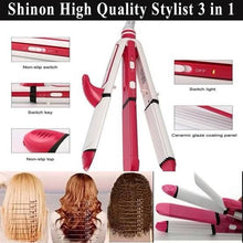 Load image into Gallery viewer, Hair Straightener and Curler, 3-in-1 Ceramic Hair Curling Iron &amp; Hair Straighteners &amp; Crimper Hair Styler Tools Flat Iron with Worldwide Dual Voltage 100~240V